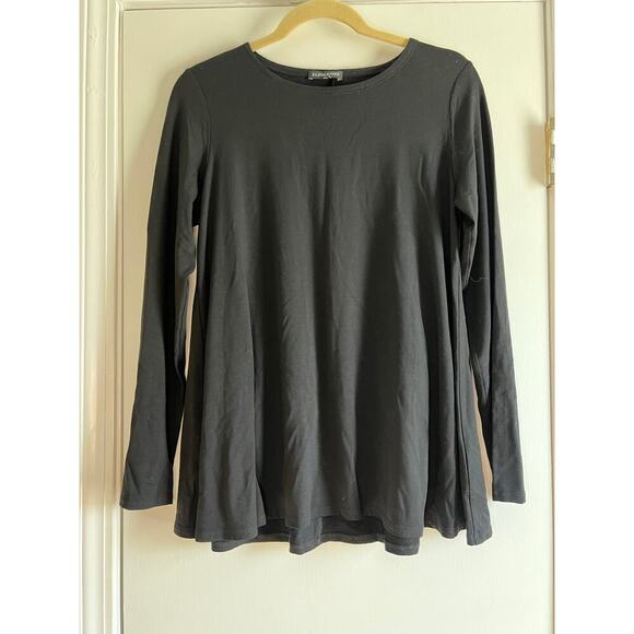 Eileen Fisher Black Jersey Crewneck Tencel Long Sleeve Sz S - Picture 2 of 6